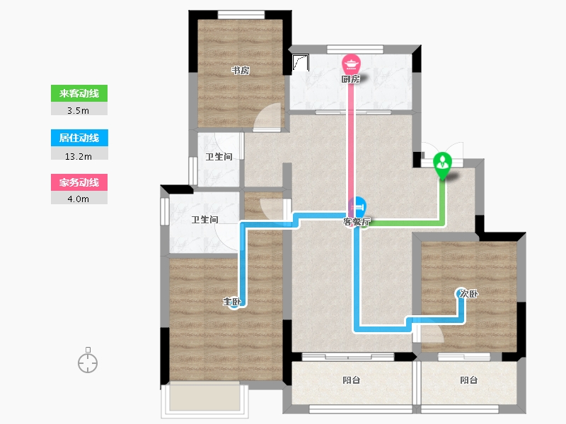 浙江省-金华市-蓝城春风溪语-80.16-户型库-动静线