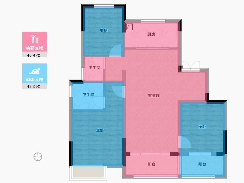 浙江省-金华市-蓝城春风溪语-80.16-户型库-动静分区