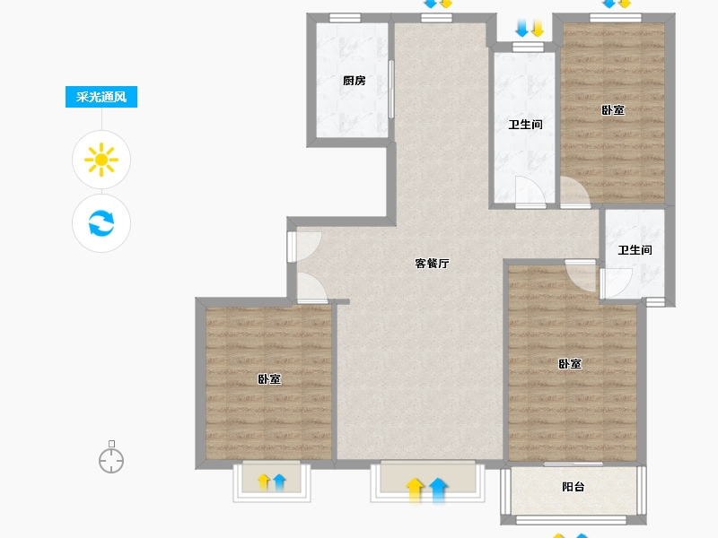 河北省-石家庄市-西焦东区-116.00-户型库-采光通风