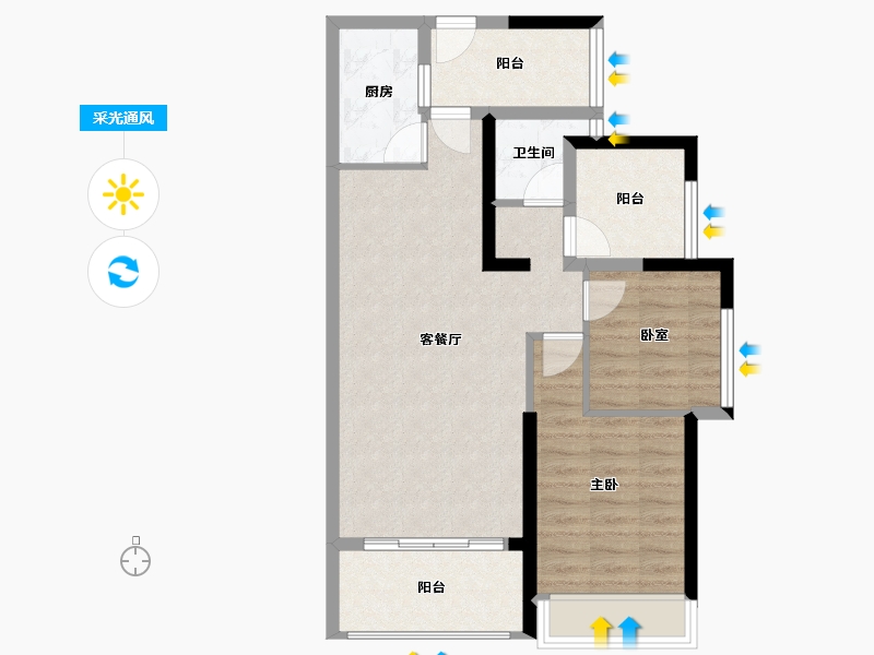 广东省-惠州市-鸿江尚城世家-71.96-户型库-采光通风