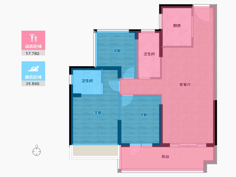 广东省-惠州市-碧桂园十里银滩维港湾-84.57-户型库-动静分区