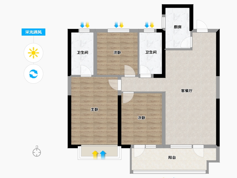 山东省-青岛市-新城悦隽大都会-92.06-户型库-采光通风