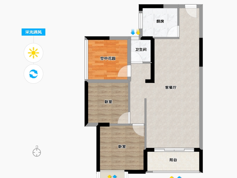 广东省-惠州市-锦地繁花五期-70.19-户型库-采光通风