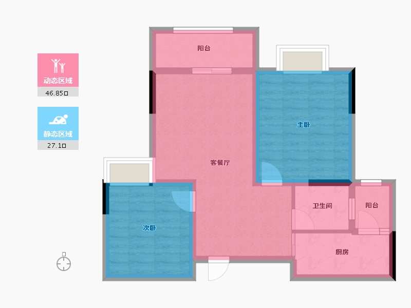 浙江省-金华市-朝阳湖畔-65.33-户型库-动静分区