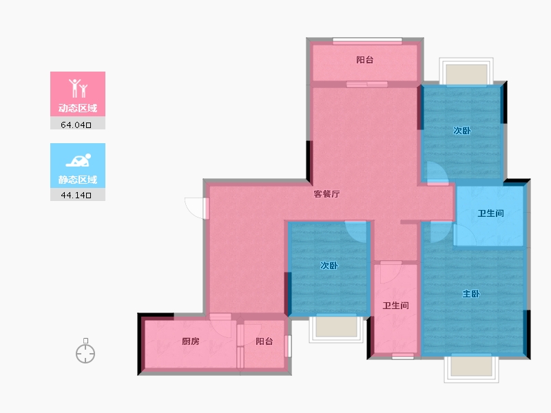 浙江省-金华市-朝阳湖畔-95.51-户型库-动静分区