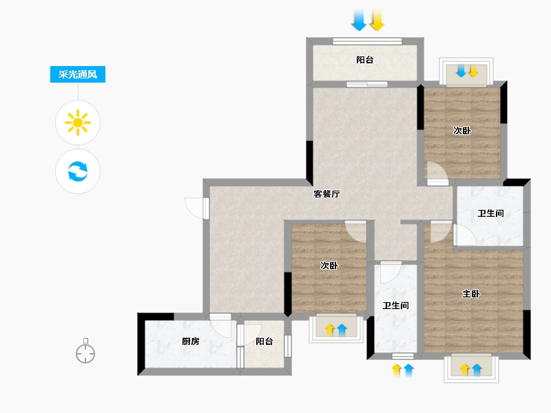 浙江省-金华市-朝阳湖畔-95.51-户型库-采光通风