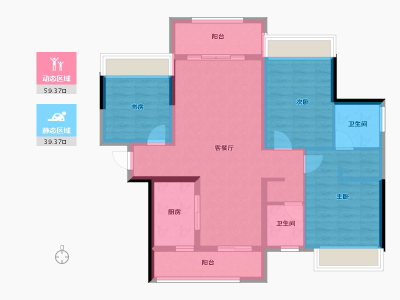 广东省-惠州市-​东亚俪景轩-87.58-户型库-动静分区