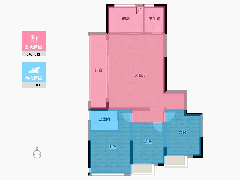 浙江省-金华市-蓝城春风溪语-85.93-户型库-动静分区