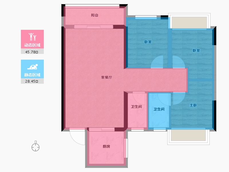 广东省-惠州市-亨柏凯旋华府-66.19-户型库-动静分区