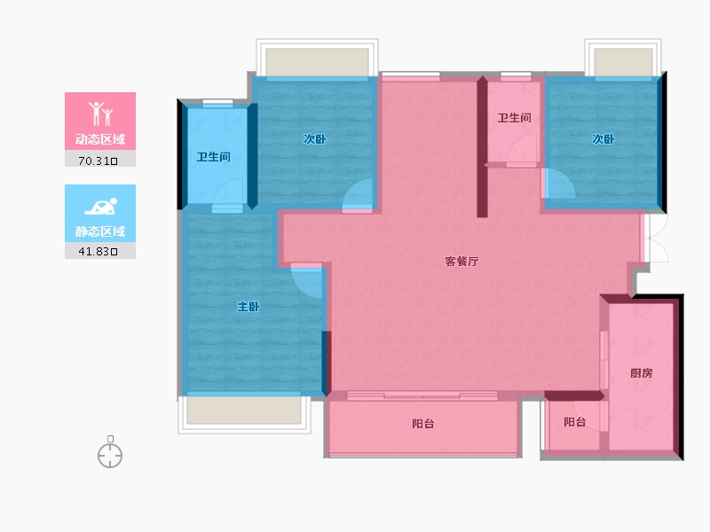 四川省-成都市-北辰鹿鸣院-100.53-户型库-动静分区