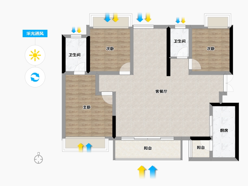 四川省-成都市-北辰鹿鸣院-100.53-户型库-采光通风