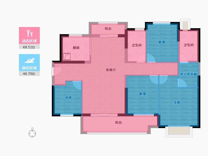 广东省-惠州市-嘉鸿新城博雅府-102.26-户型库-动静分区