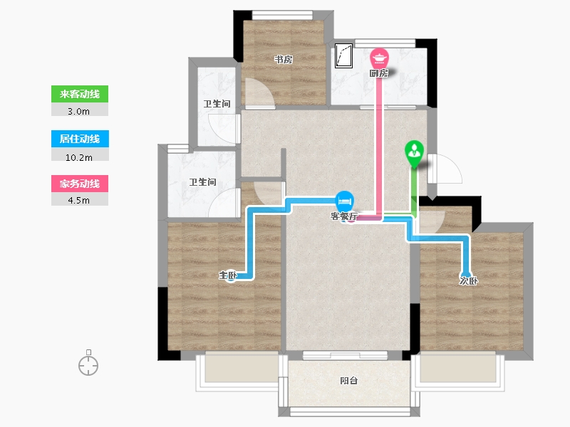 浙江省-金华市-蓝城春风溪语-65.26-户型库-动静线