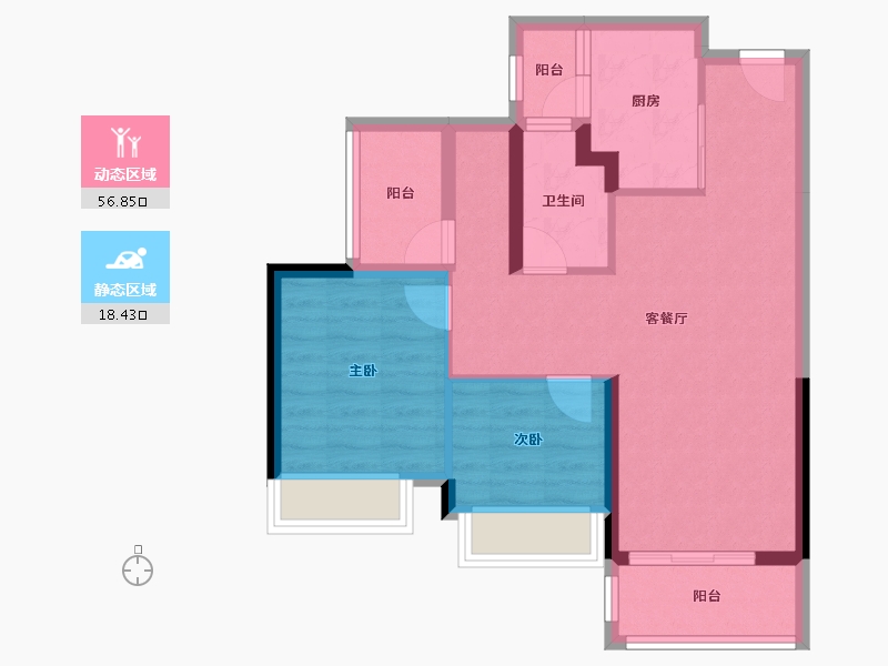 广东省-惠州市-龙光玖云台-66.53-户型库-动静分区