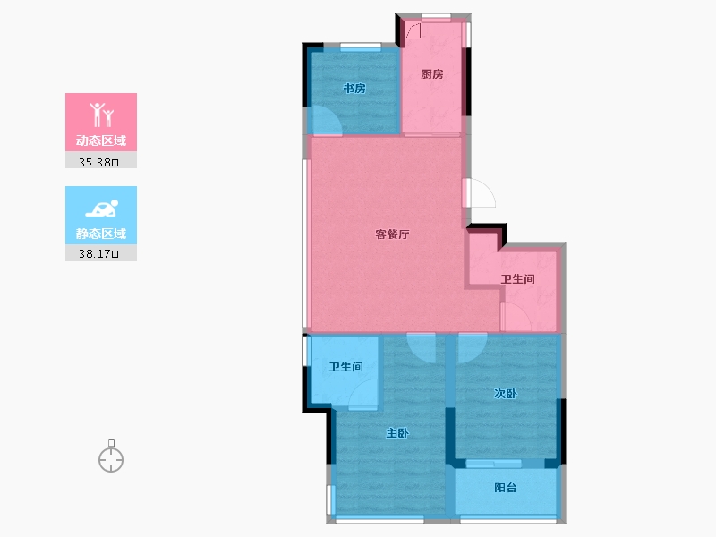 浙江省-金华市-蓝城春风溪语-65.56-户型库-动静分区