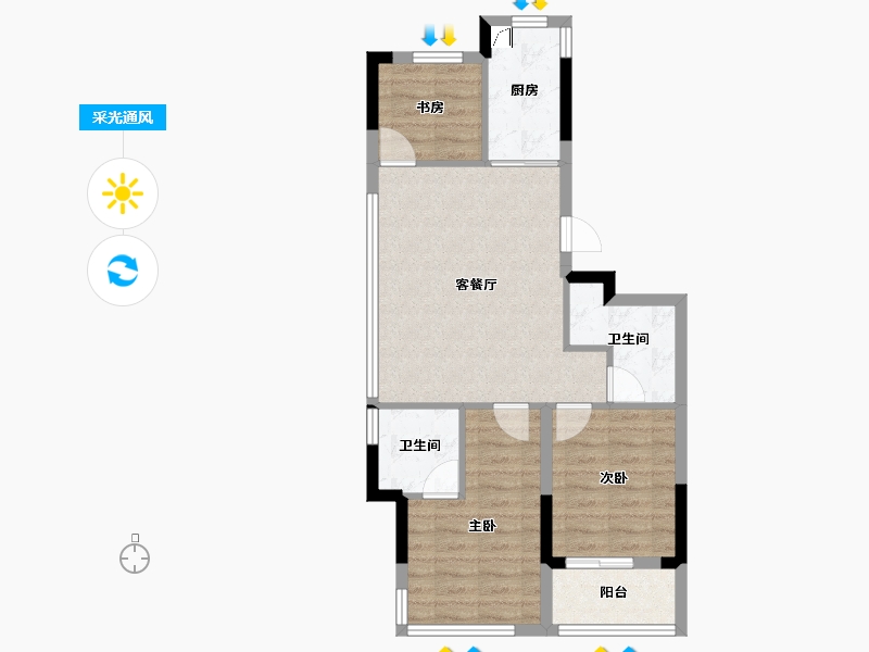 浙江省-金华市-蓝城春风溪语-65.56-户型库-采光通风