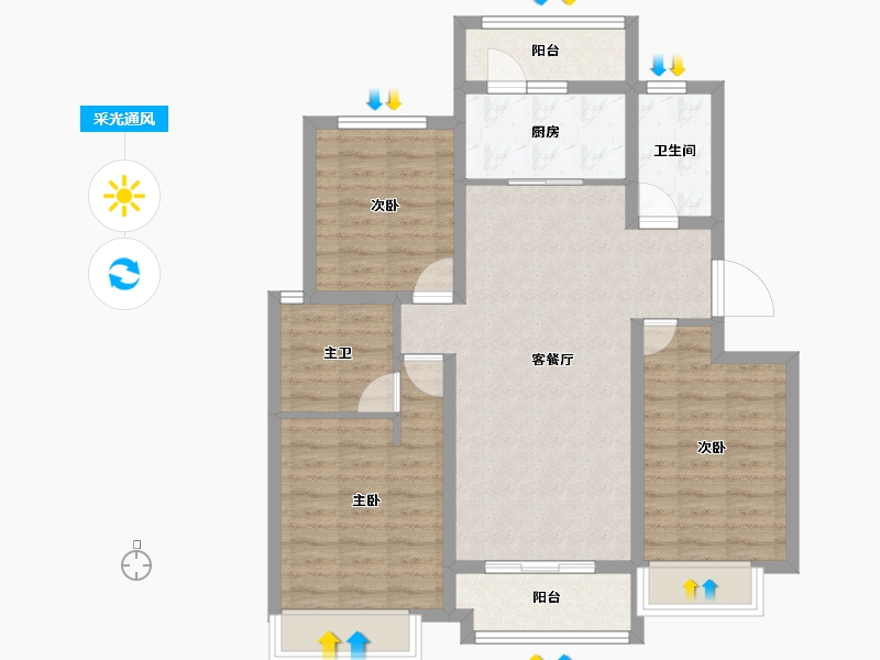 四川省-成都市-领地天府蘭台-87.82-户型库-采光通风