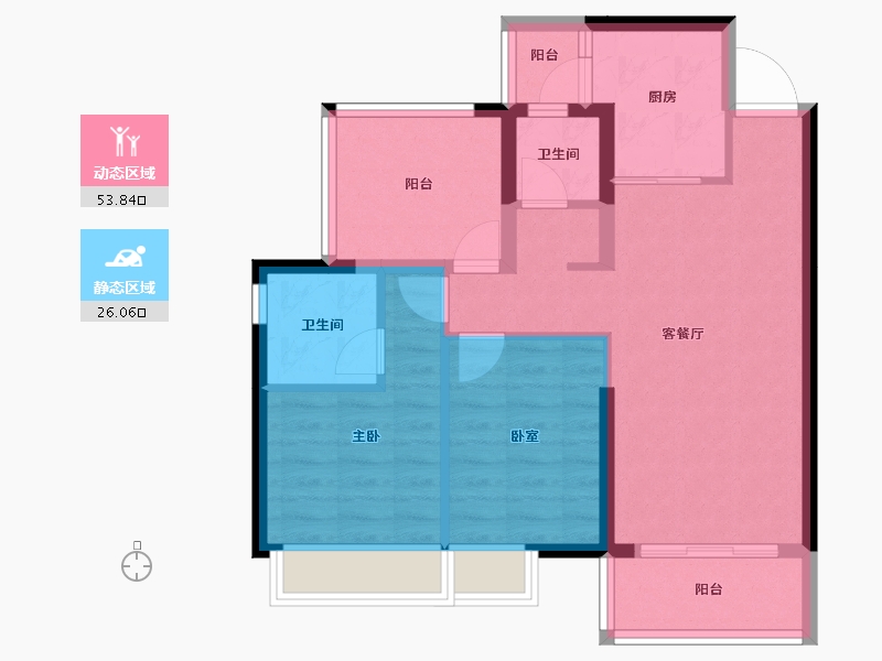 广东省-惠州市-泓泰花园-70.74-户型库-动静分区