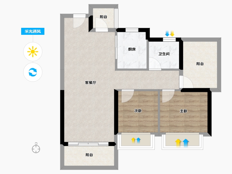 广东省-惠州市-龙光玖云台-64.17-户型库-采光通风