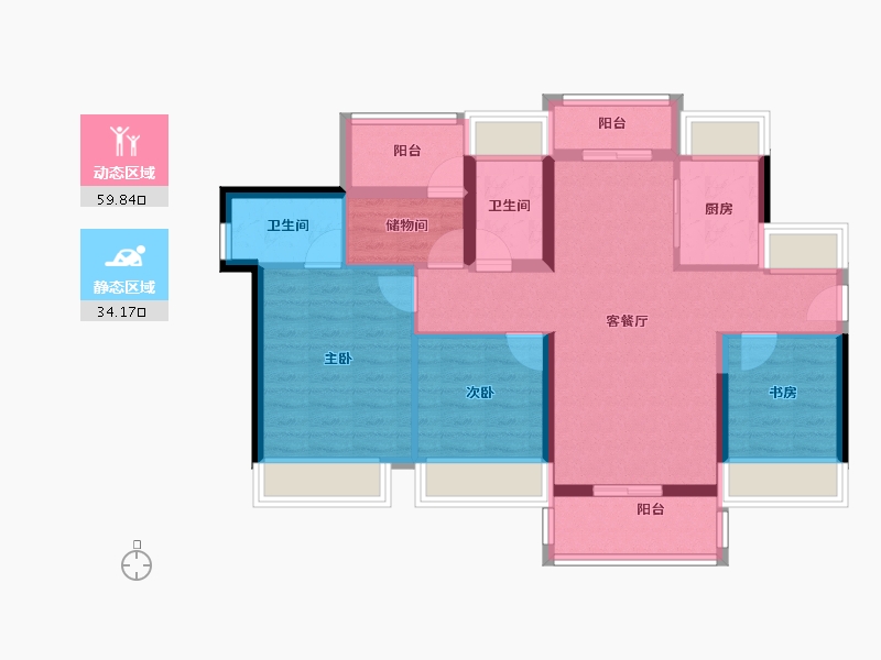 广东省-惠州市-龙光玖云台-83.08-户型库-动静分区