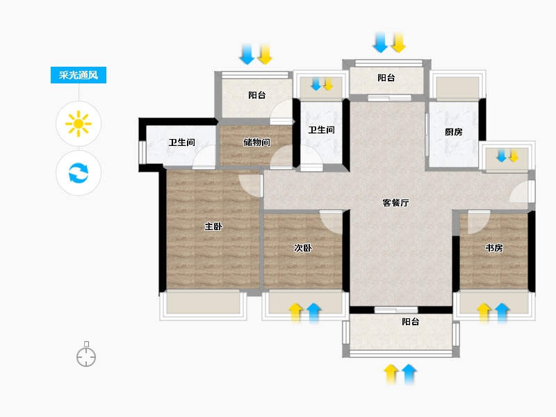 广东省-惠州市-龙光玖云台-83.08-户型库-采光通风