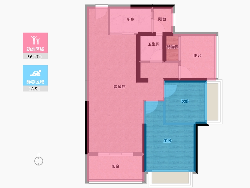 广东省-惠州市-骏宏花园-66.70-户型库-动静分区