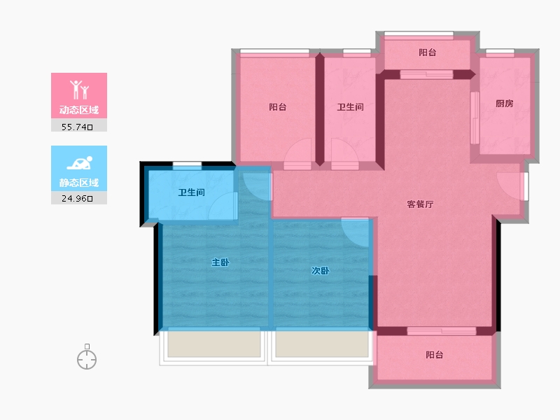 广东省-惠州市-龙光玖云台-70.96-户型库-动静分区