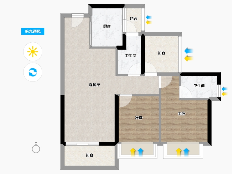 广东省-惠州市-龙光玖云台-68.29-户型库-采光通风