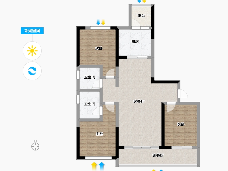 四川省-成都市-中国铁建西派国樾-99.34-户型库-采光通风