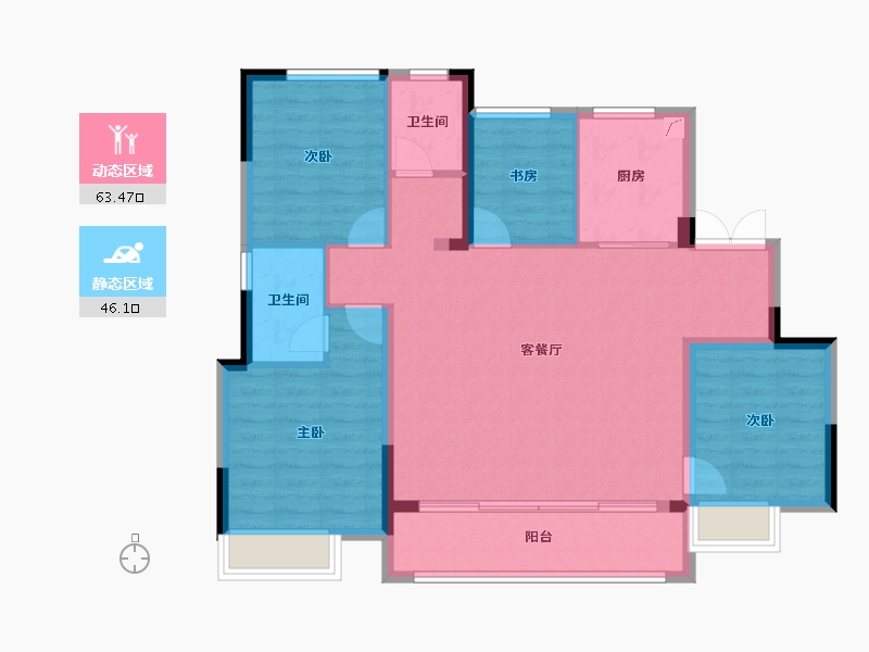 浙江省-金华市-蓝城春风溪语-99.14-户型库-动静分区