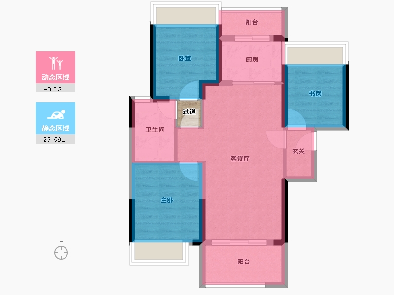 广东省-惠州市-泰丰牧马湖-66.60-户型库-动静分区