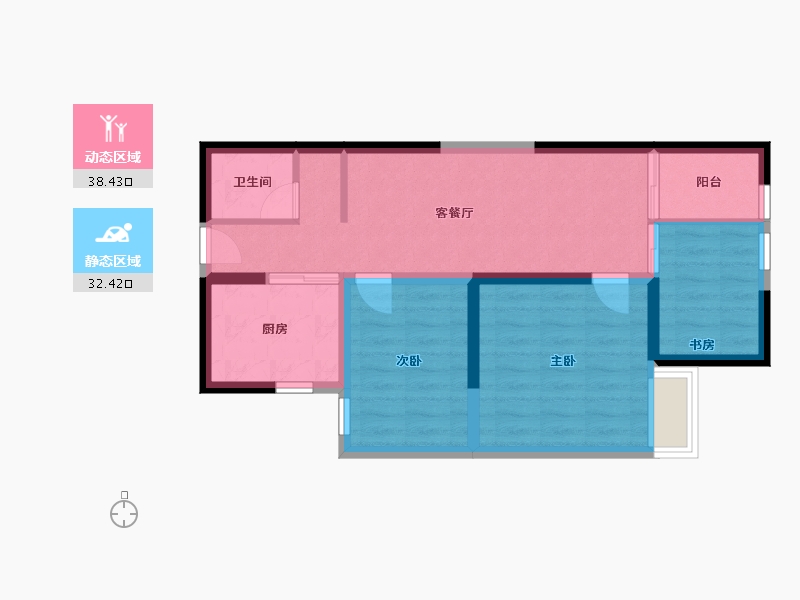 云南省-昆明市-俊发观云海-62.55-户型库-动静分区