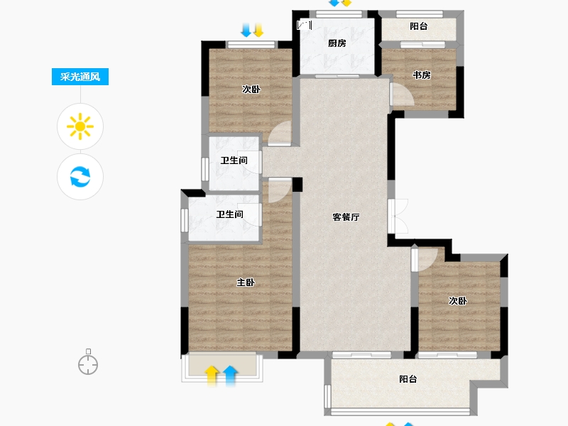 浙江省-金华市-​中嘉锦院-102.40-户型库-采光通风