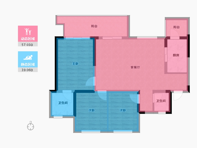 四川省-成都市-成都恒大滨河左岸-86.24-户型库-动静分区