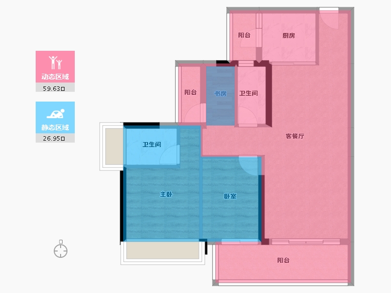 广东省-惠州市-龙湾天宸-74.43-户型库-动静分区