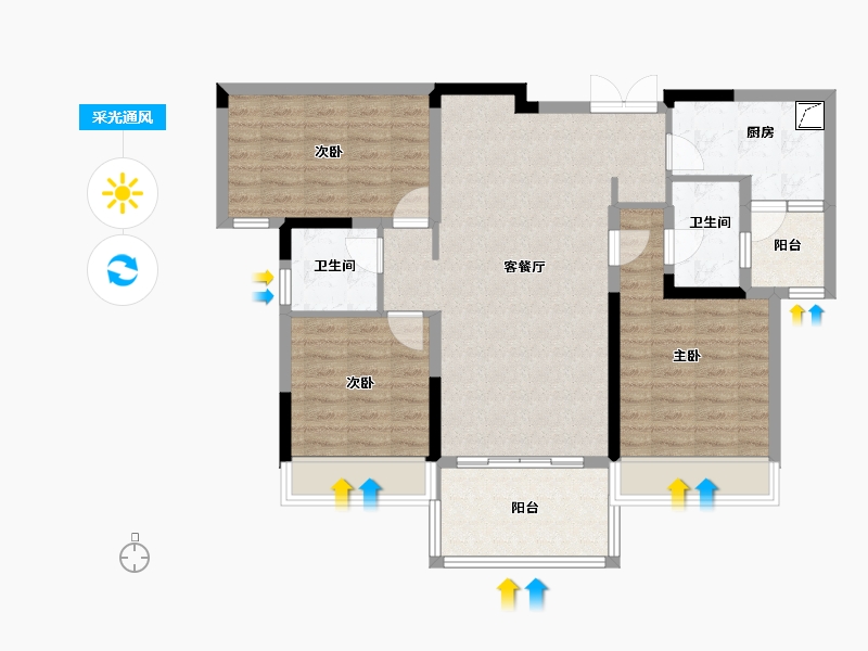 四川省-成都市-人居悦云庭-96.08-户型库-采光通风