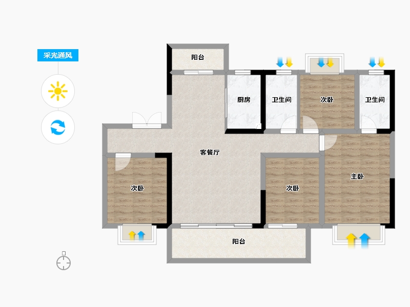 四川省-成都市-成都碧桂园翘楚棠-108.94-户型库-采光通风