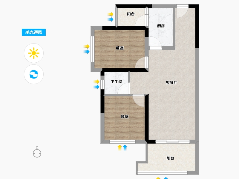 四川省-成都市-成都恒大滨河左岸-57.96-户型库-采光通风