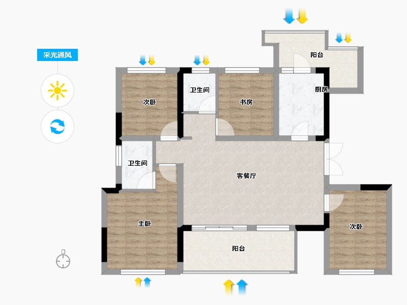 四川省-成都市-成都恒大滨河左岸-94.51-户型库-采光通风