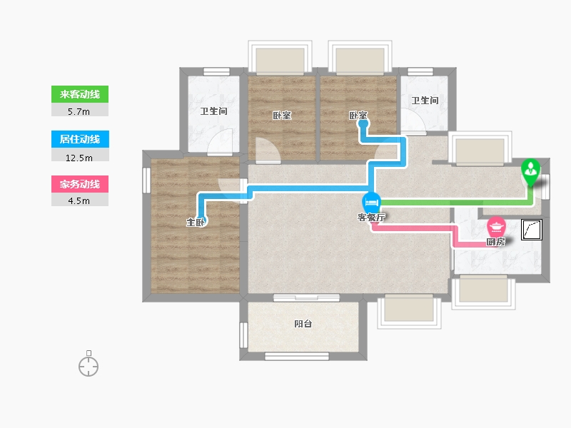 广东省-惠州市-万科万荟花园-71.61-户型库-动静线