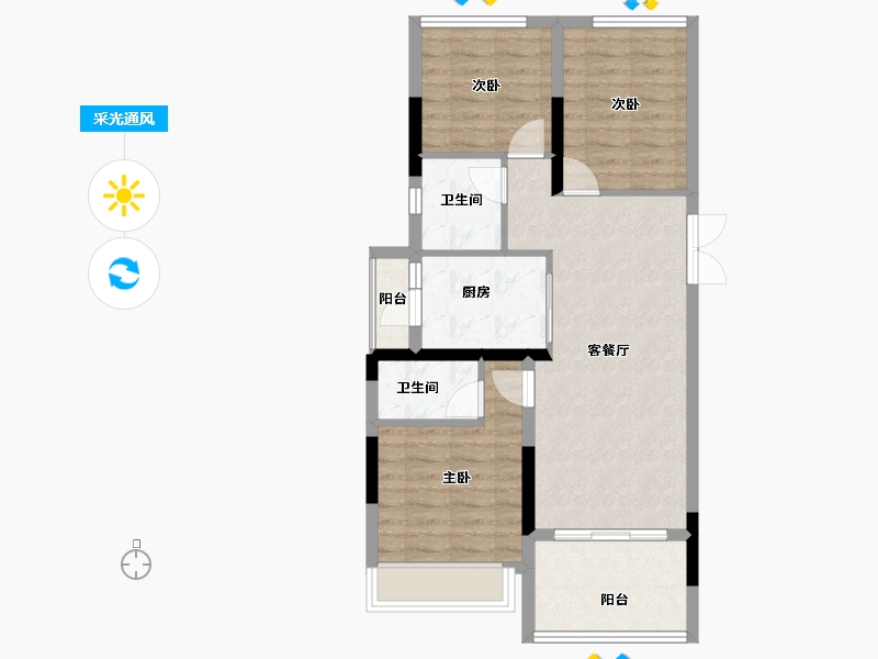 四川省-成都市-成都恒大滨河左岸-72.30-户型库-采光通风