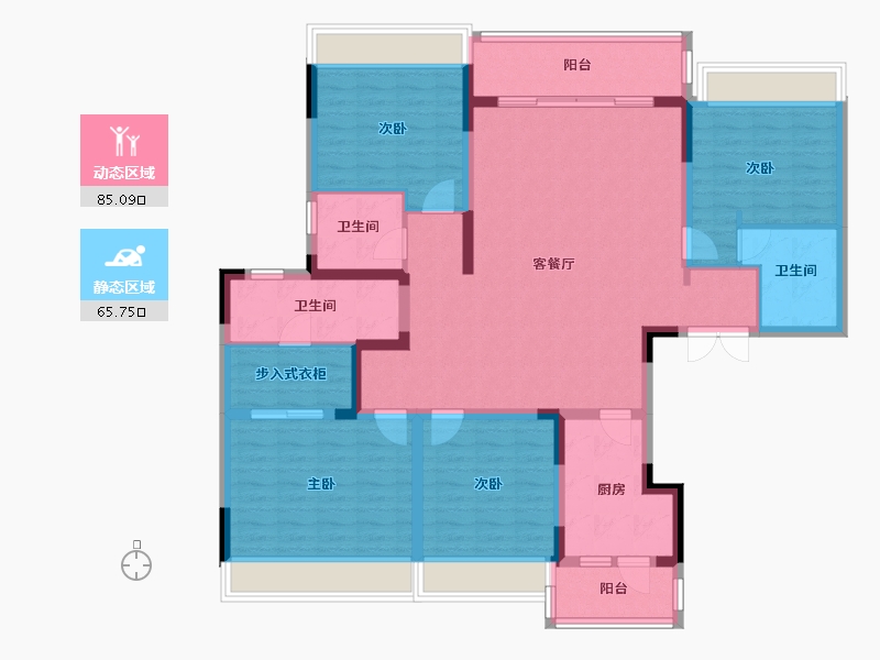 四川省-成都市-人居璟云庭-135.21-户型库-动静分区