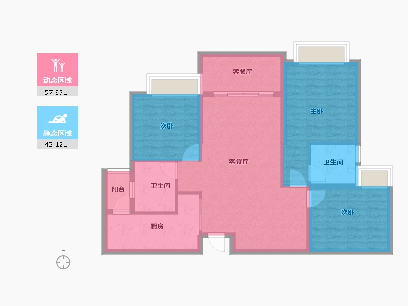 四川省-成都市-恒大御景半岛-89.31-户型库-动静分区