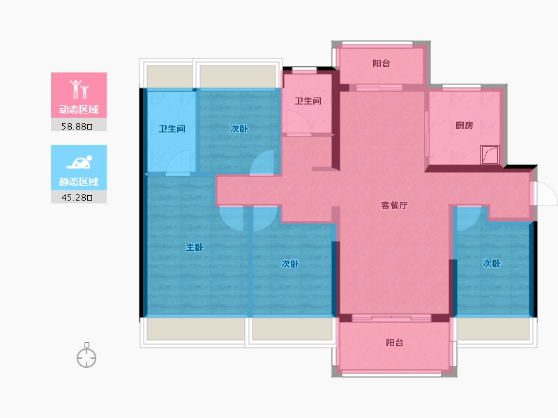 广东省-江门市-美的海棠公馆-96.07-户型库-动静分区