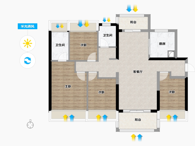 广东省-江门市-美的海棠公馆-96.07-户型库-采光通风