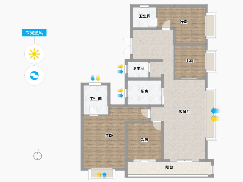 安徽省-安庆市-万达天空之城-142.90-户型库-采光通风