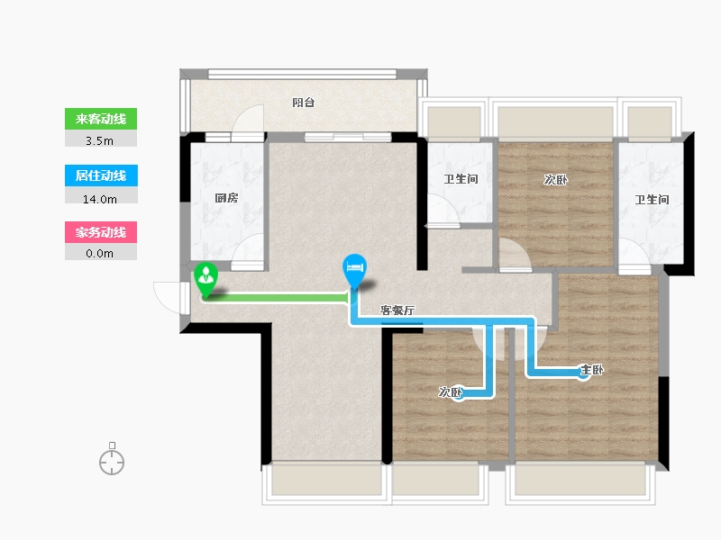 广东省-惠州市-格兰丽锦雅苑-85.08-户型库-动静线