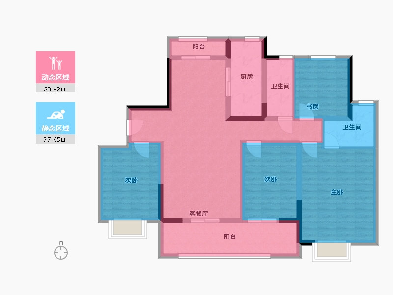 江苏省-南通市-翠湖西岸-125.00-户型库-动静分区