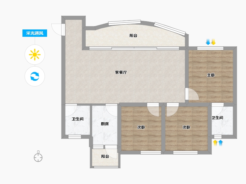 四川省-成都市-天府云城C区-79.22-户型库-采光通风