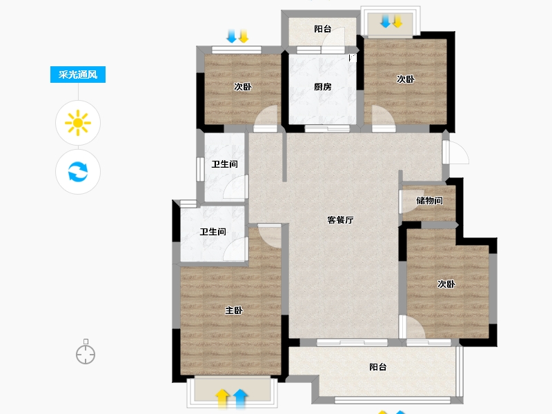 四川省-成都市-领地观江府-95.90-户型库-采光通风